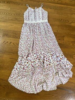 Japna Floral High Low Maxi Dress Women’s L Boho Cottagecore Smocked Back Rayon